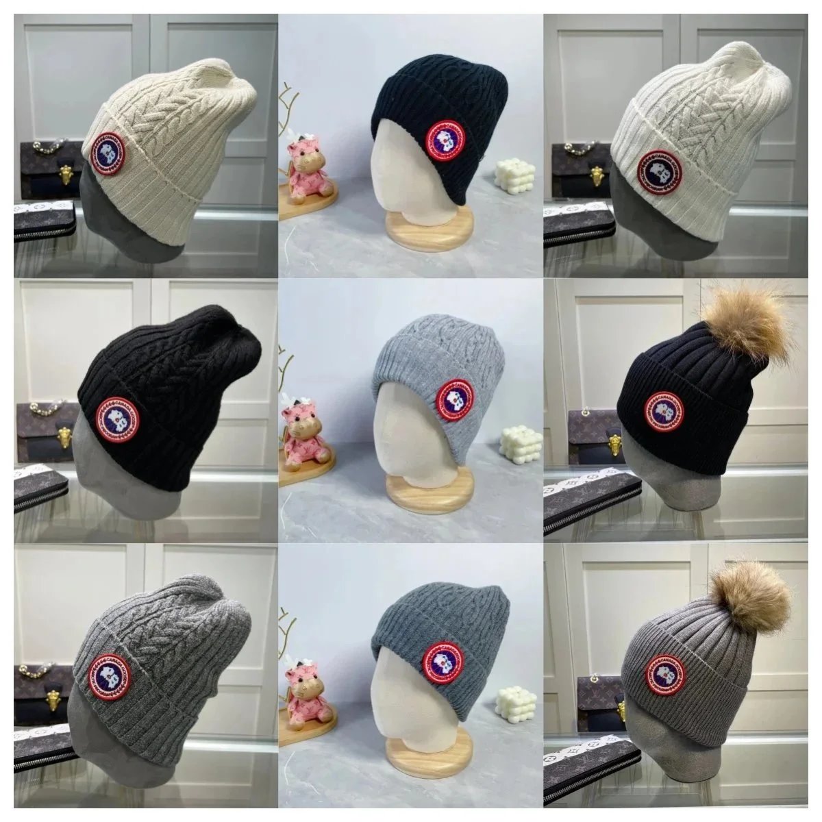 Canada Goose Cable Knit Beanie with Pom-Pom