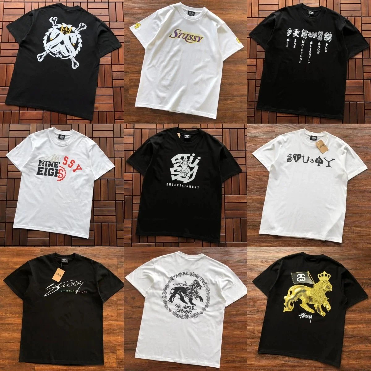 Stussy Black and White Short Sleeve T-Shirts Combo Pack