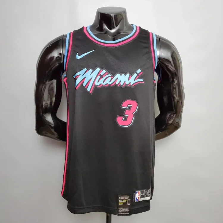 Nike Black Miami Heat #3 Jersey