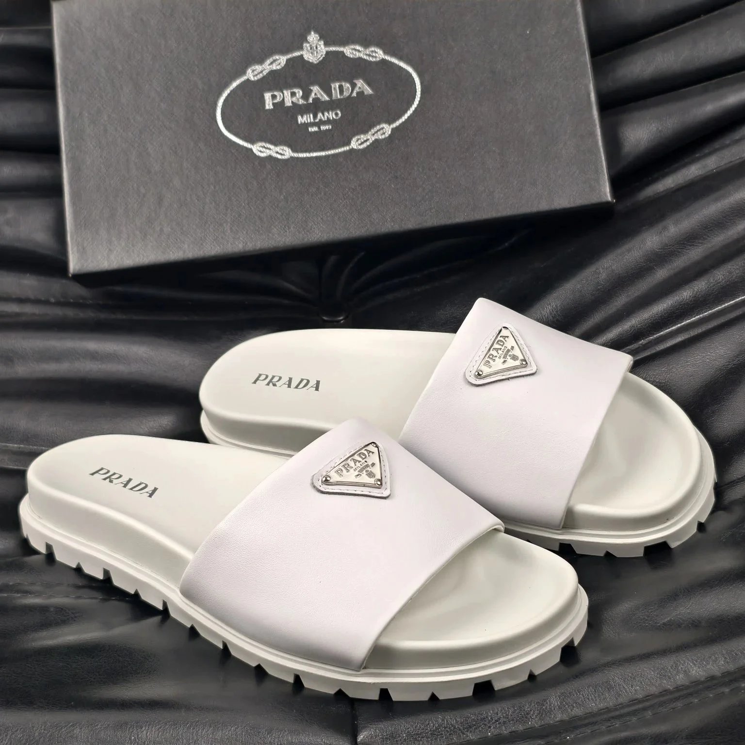 Prada Sandals Logo Detail Slide — 1