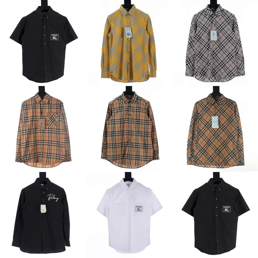 Burberry Black Long Sleeve Shirt, Yellow Plaid Shirt, Grey Check Shirt, Beige Plaid Shirt, White Short Sleeve Shirt