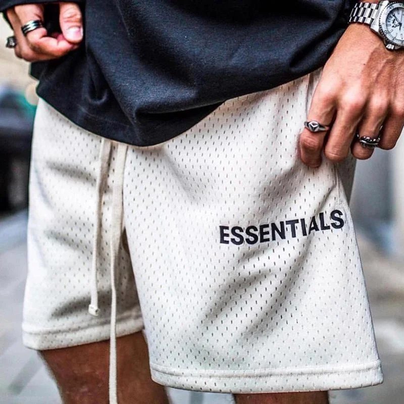 Essentials White Mesh Shorts