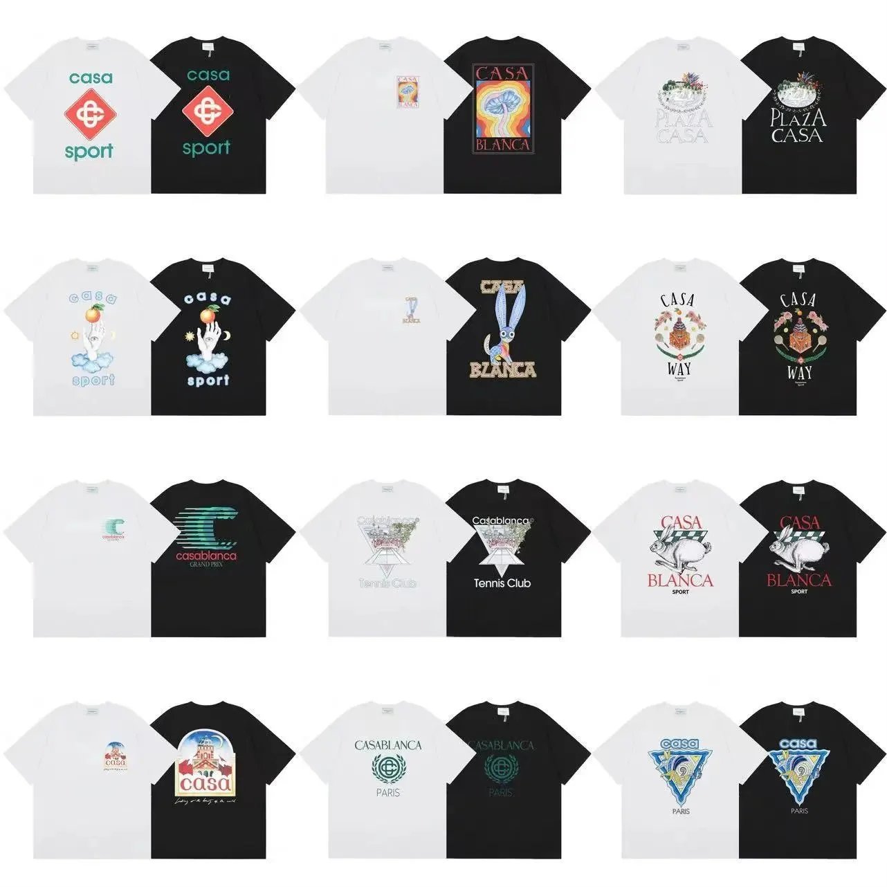 Casablanca White and Black Graphic T-Shirt Collection