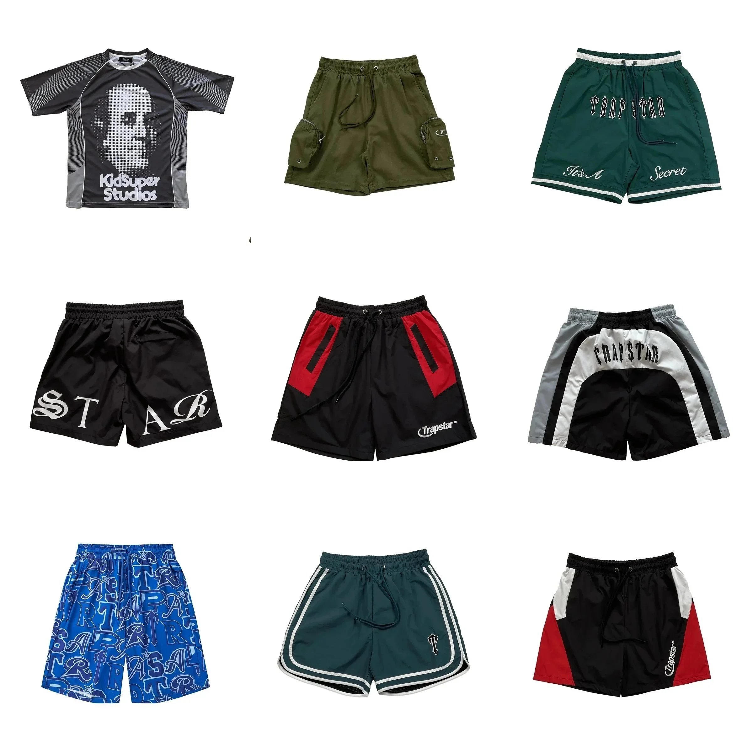 Trapstar Black and Red Panel Shorts