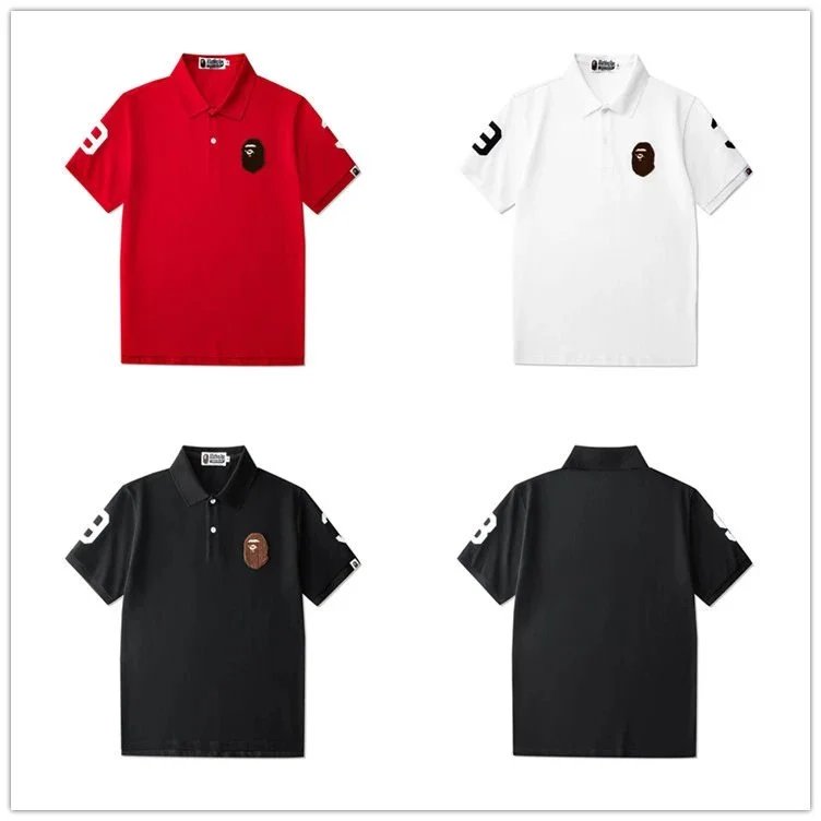 A Bathing Ape Red/White/Black Polo Shirts