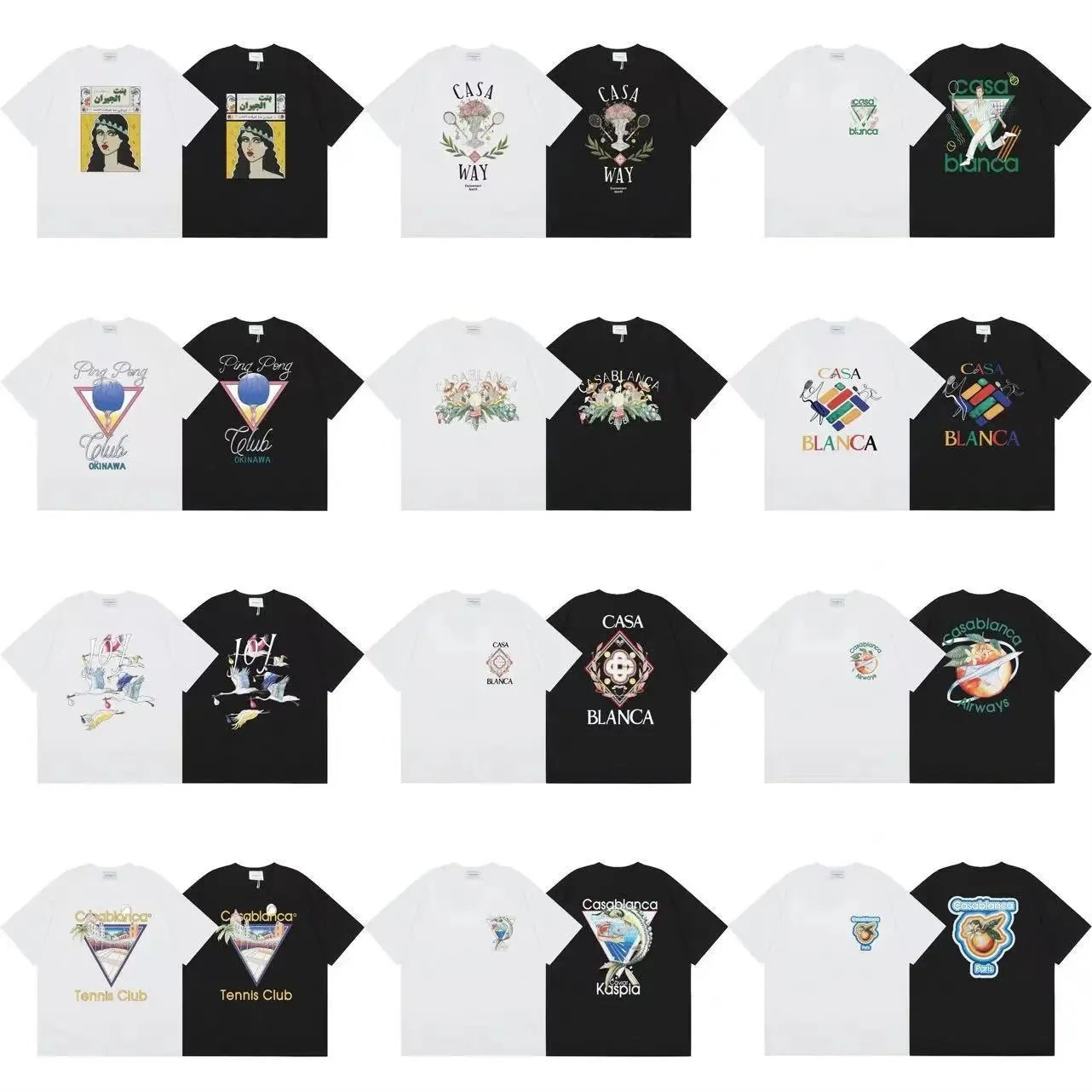 Casablanca Black and White Graphic T-Shirt Collection