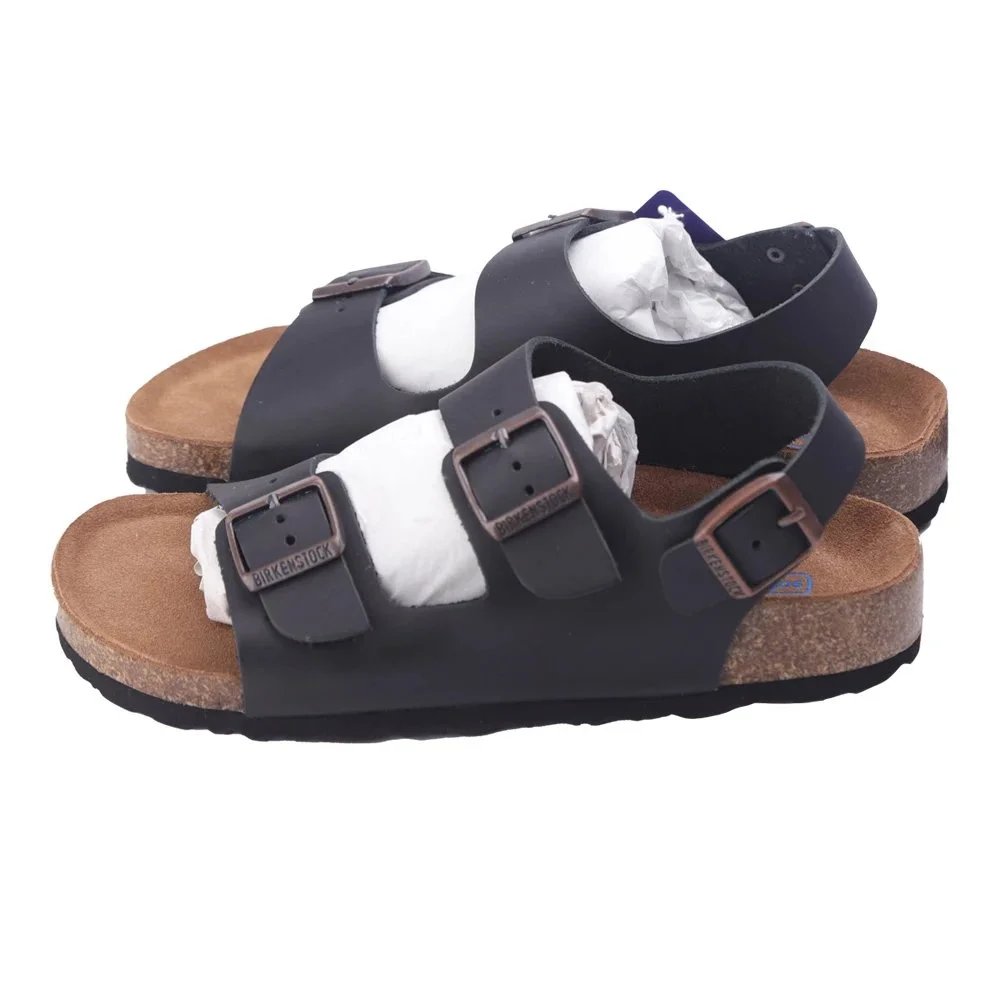 Black leather sandals