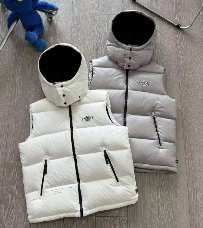 Pilot White and Grey Hooded Puffer Vests