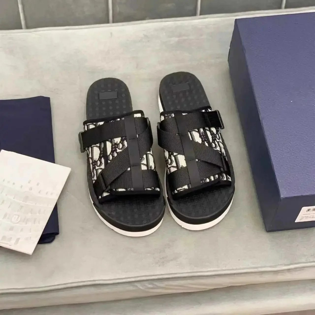 Dior Black and White Platform Slides