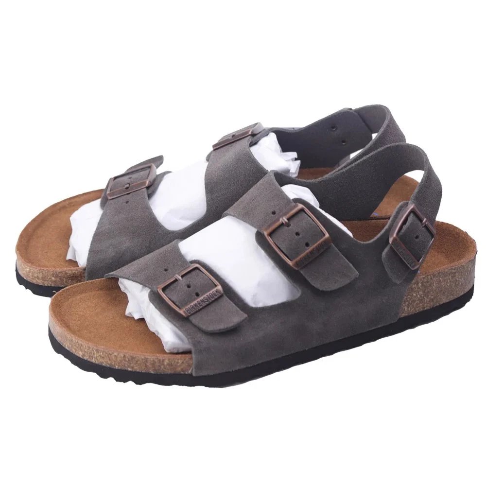 Dark Gray Suede Sandals