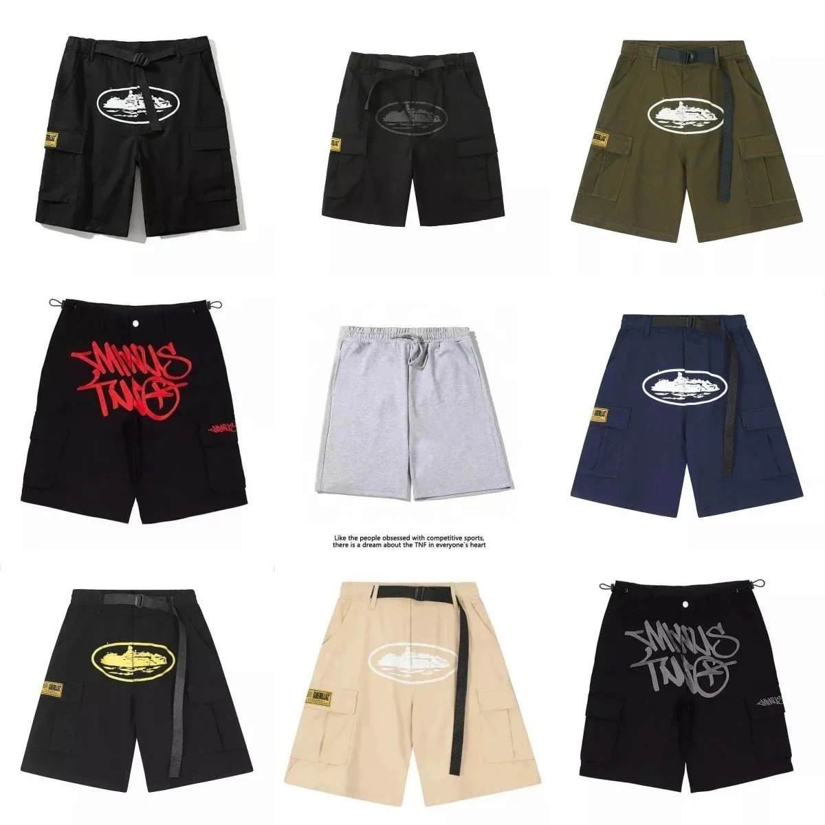 Cargo Shorts with Belt and Pockets in Various Colors