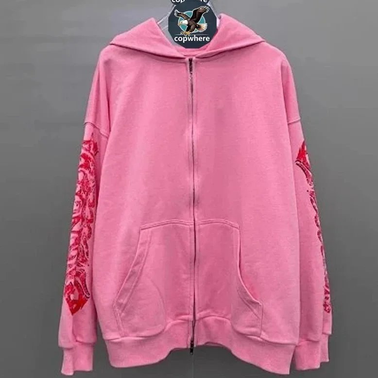 Pink Zip-Up Hoodie with Side Pockets