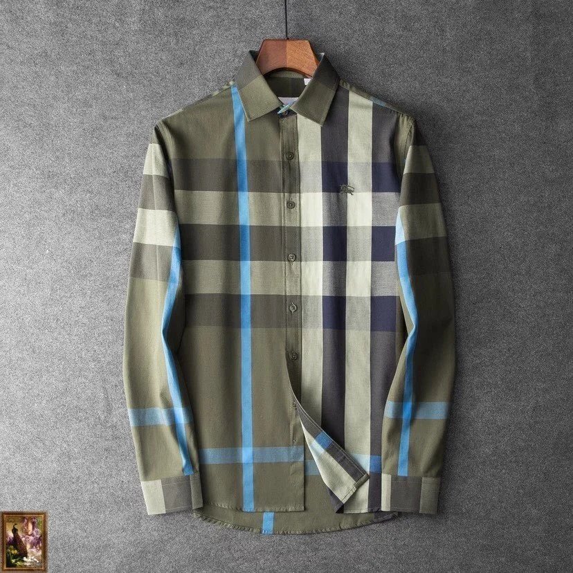 Burberry Green Plaid Long Sleeve Shirt
