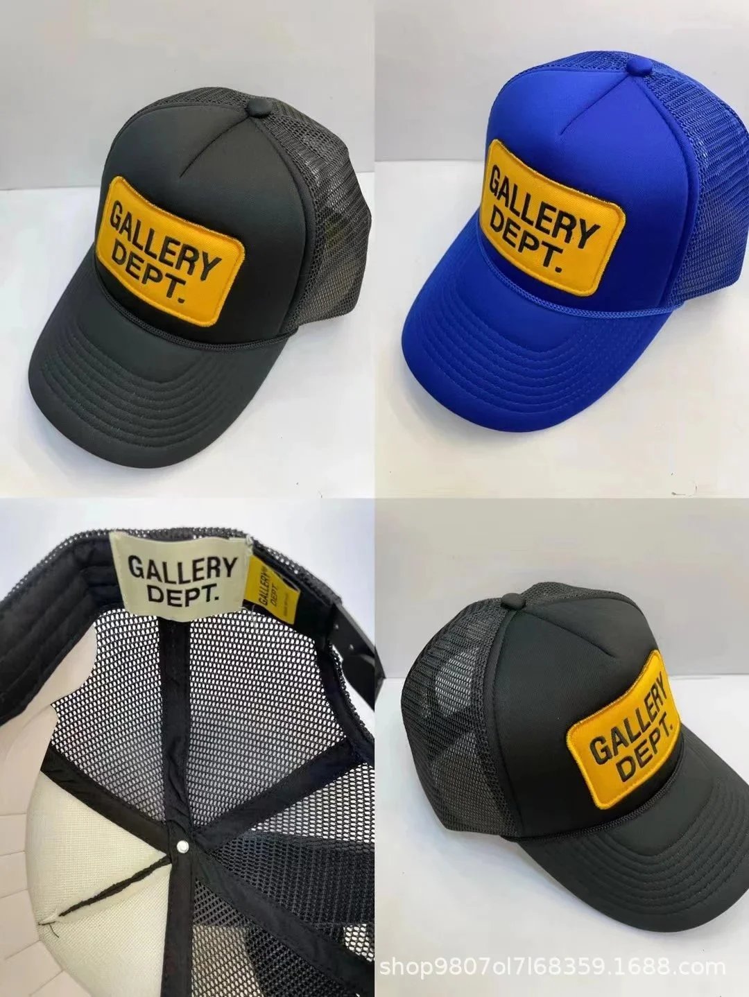 Gallery Dept. Black and Blue Trucker Caps