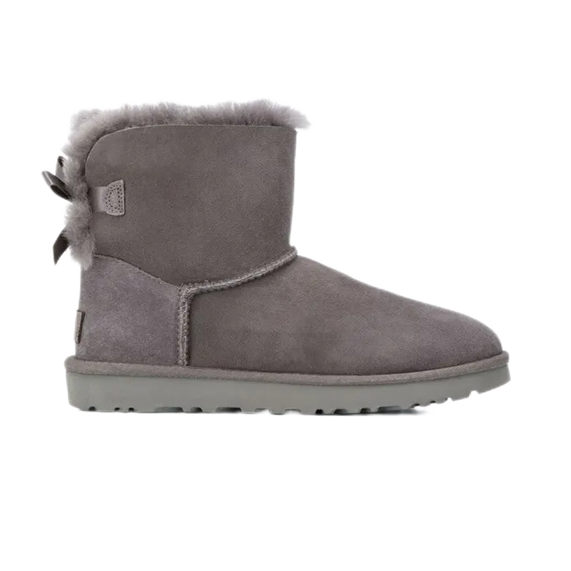 UGG Mini Bailey Bow Chestnut Suede Sheepskin Lined Ankle Boots - 25