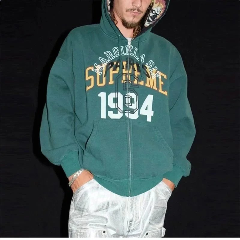 Margiela Supreme Green Zip-Up Hoodie