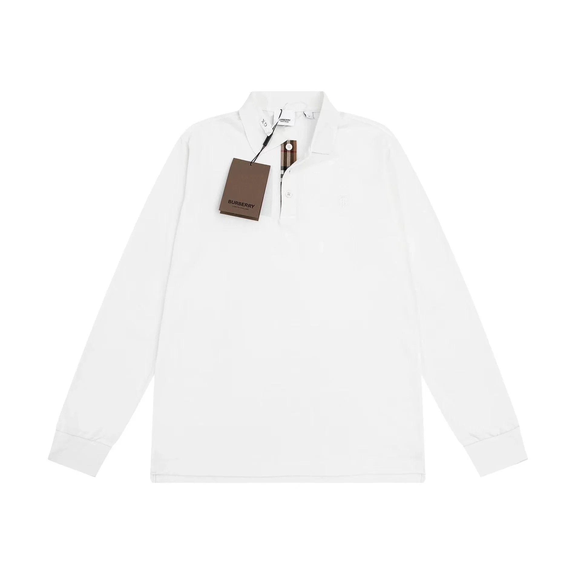 Burberry White Long Sleeve Polo