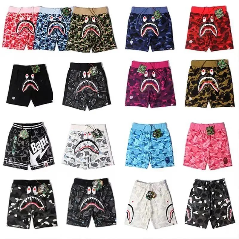 A Bathing Ape Camo Shark Print Shorts