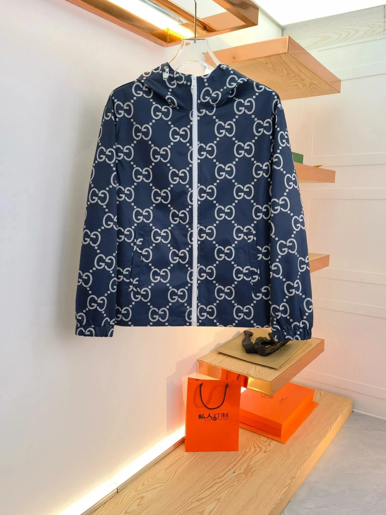 Gucci Blue Monogram Windbreaker Jacket