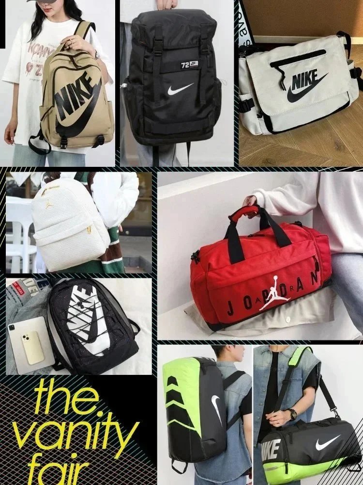 Nike Black and White Backpacks and Jordan Red Duffel Bag