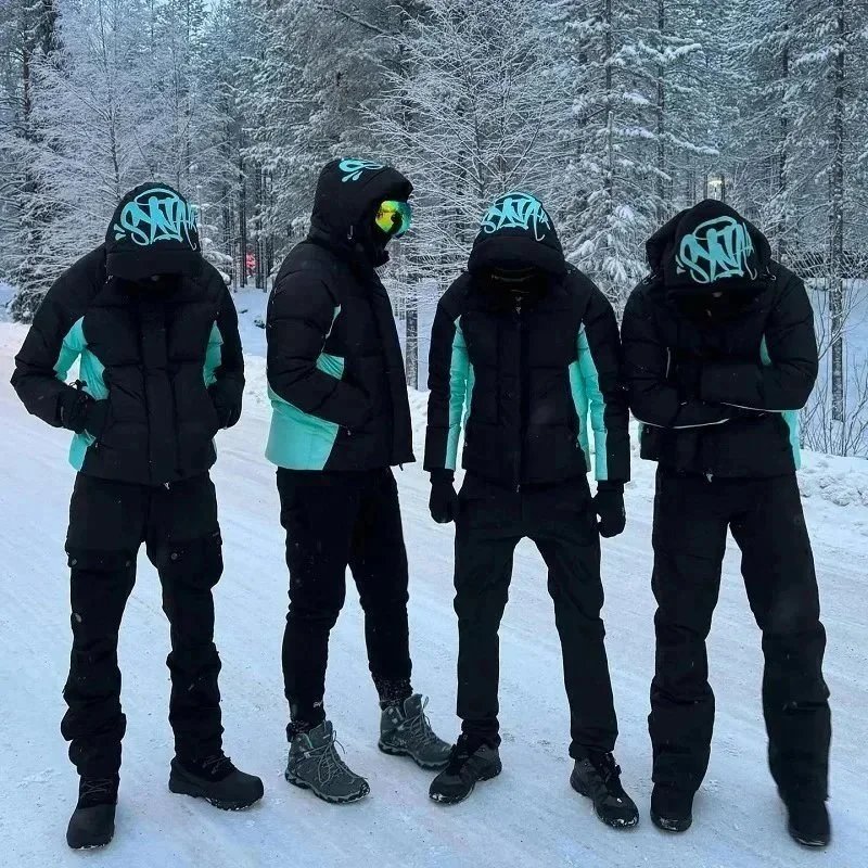 SKIA Black and Teal Puffer Jacket