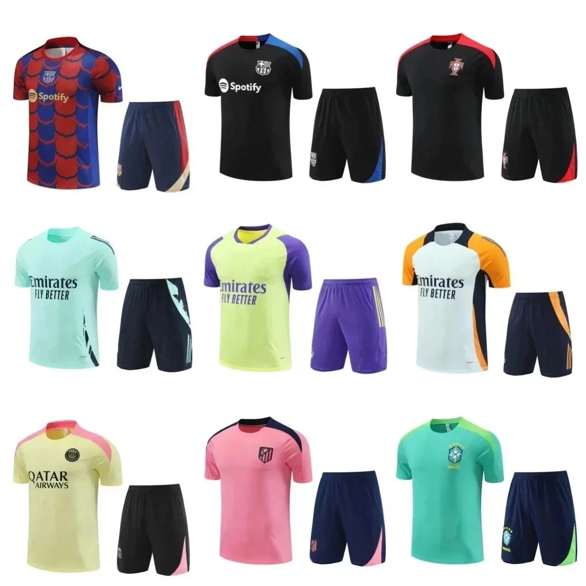 FC Barcelona Black and Blue Soccer Jersey Set with Shorts