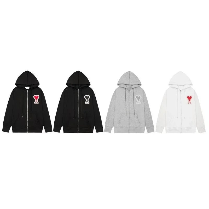 Ami Paris Black Zip-Up Hoodie