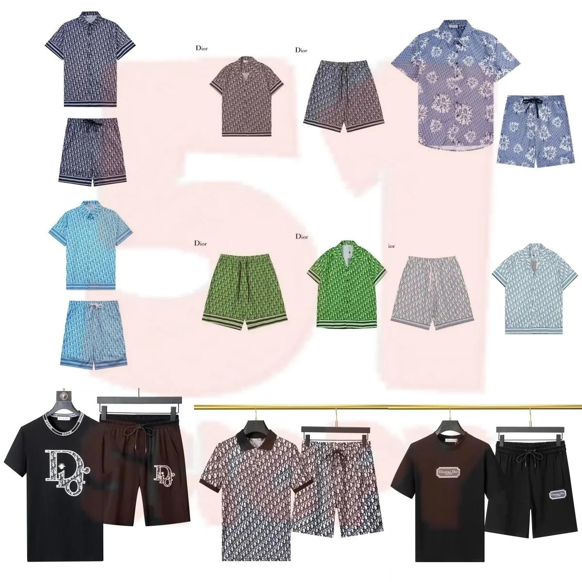Dior Blue Short Sleeve Shirt and Shorts Set