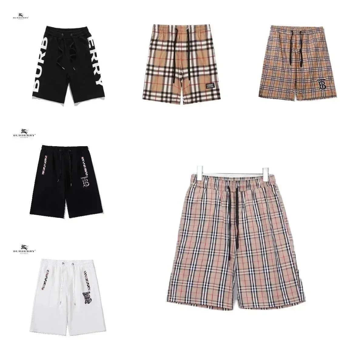 Burberry Black and Plaid Shorts Collection