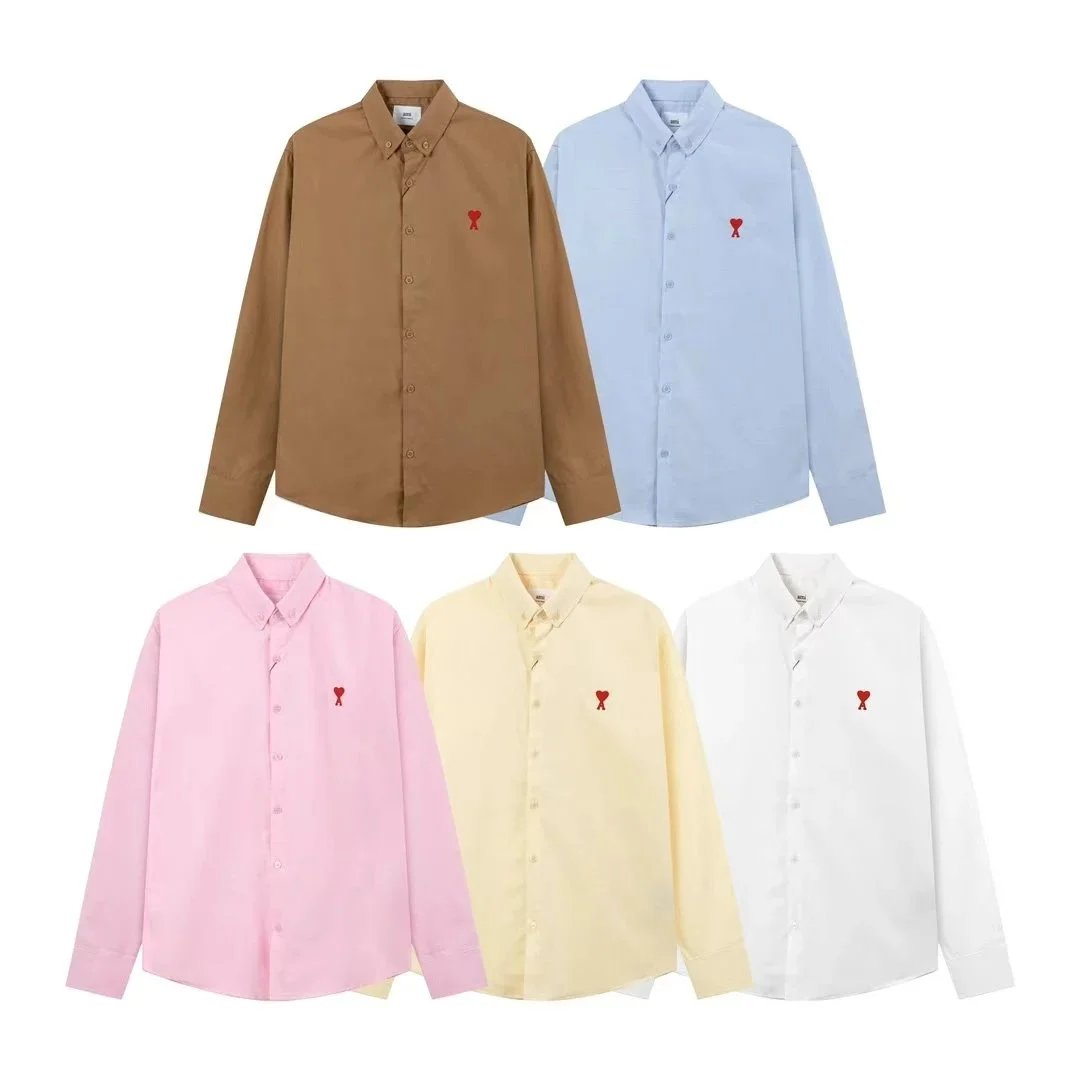 Ami Paris Red Logo Long Sleeve Shirt