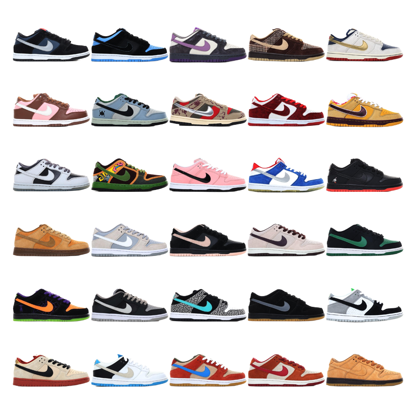 Nike Dunk Low Sneakers in Various Colors and Styles