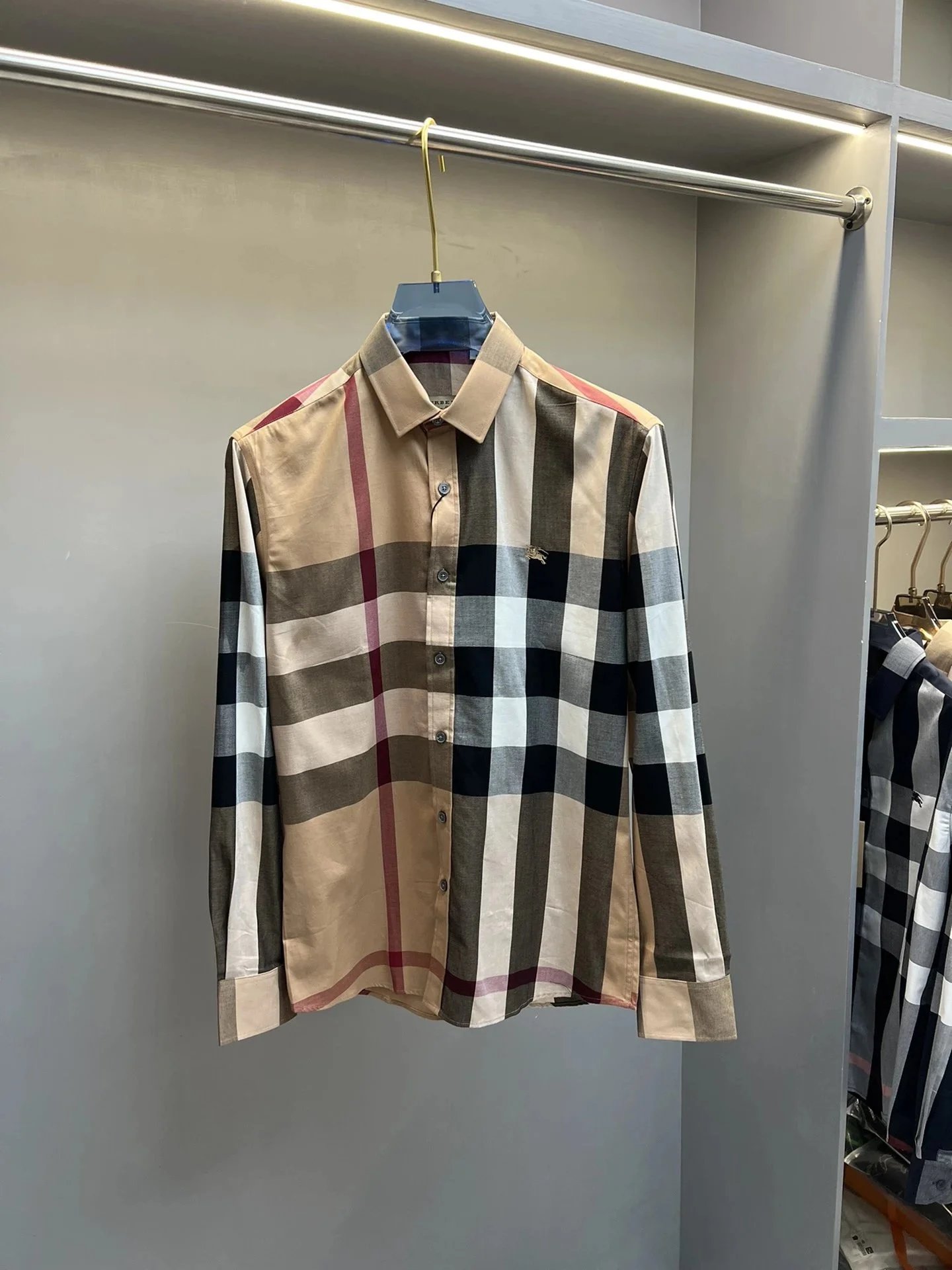 Burberry Beige Plaid Long Sleeve Shirt