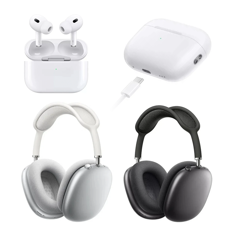 Apple White and Black Wireless Headphones and Earbuds Set
