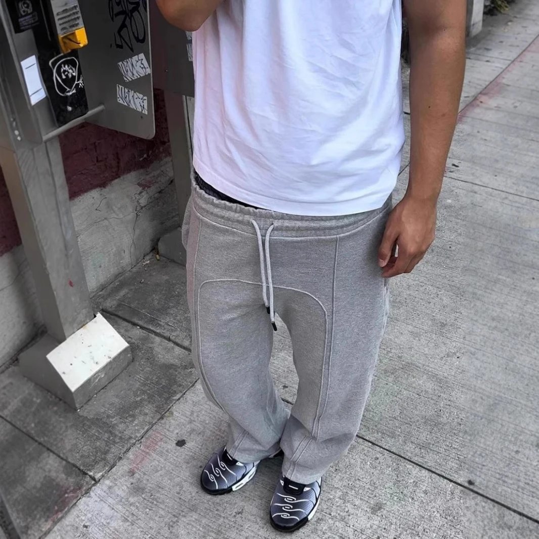Gray Sweatpants with Drawstring Waist
