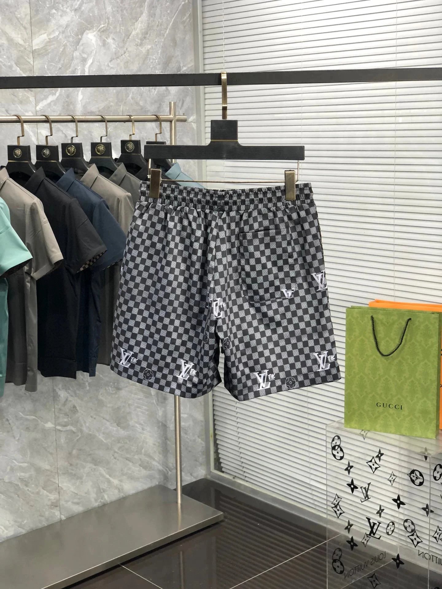 Louis Vuitton Black and White Checkered Shorts