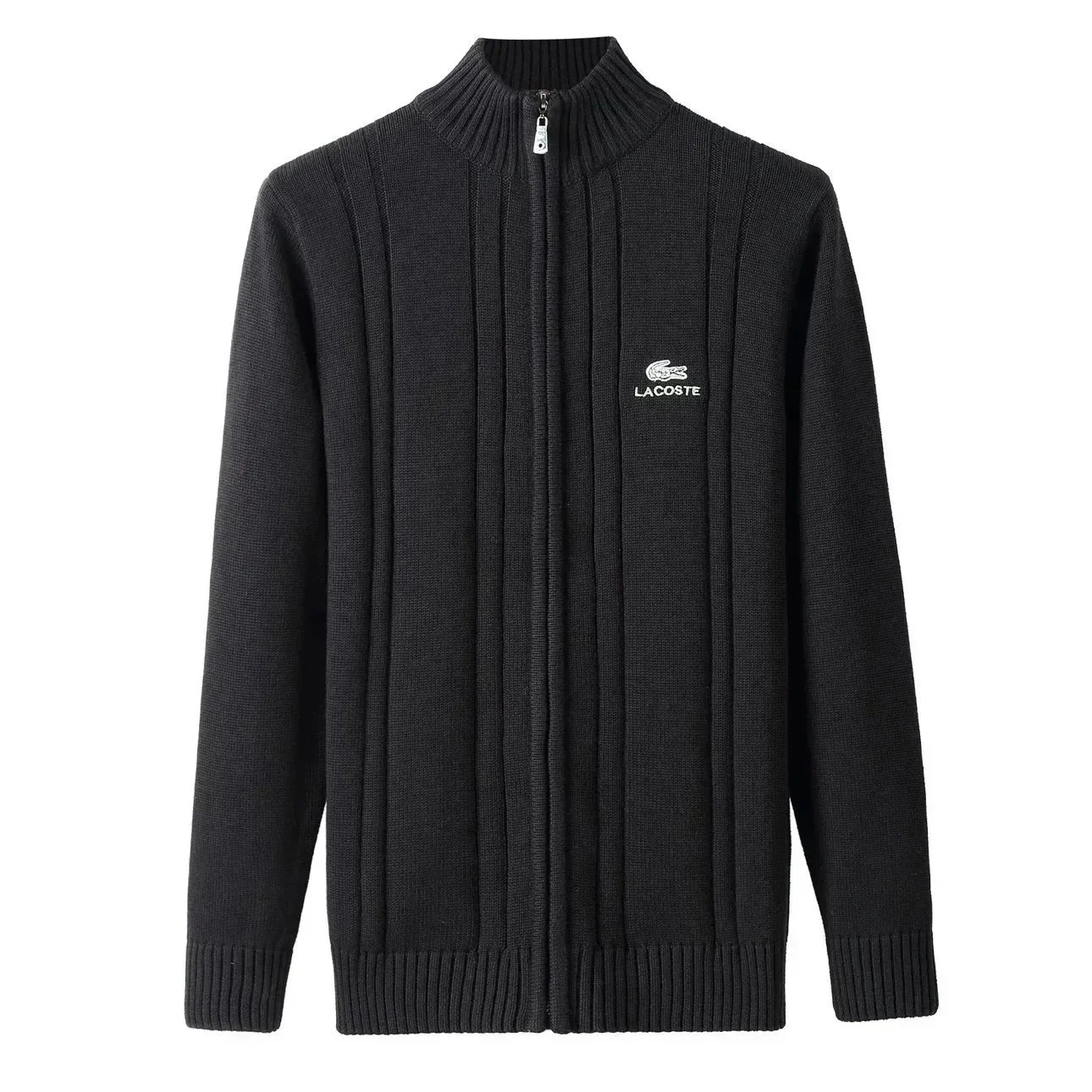 Lacoste Crocodile Logo Ribbed Knit Zip-Up Cardigan Sweaters - 007935
