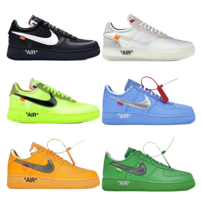 Nike Air Force 1 Low Sneakers in Black, White, Green, Blue, Orange, and Green