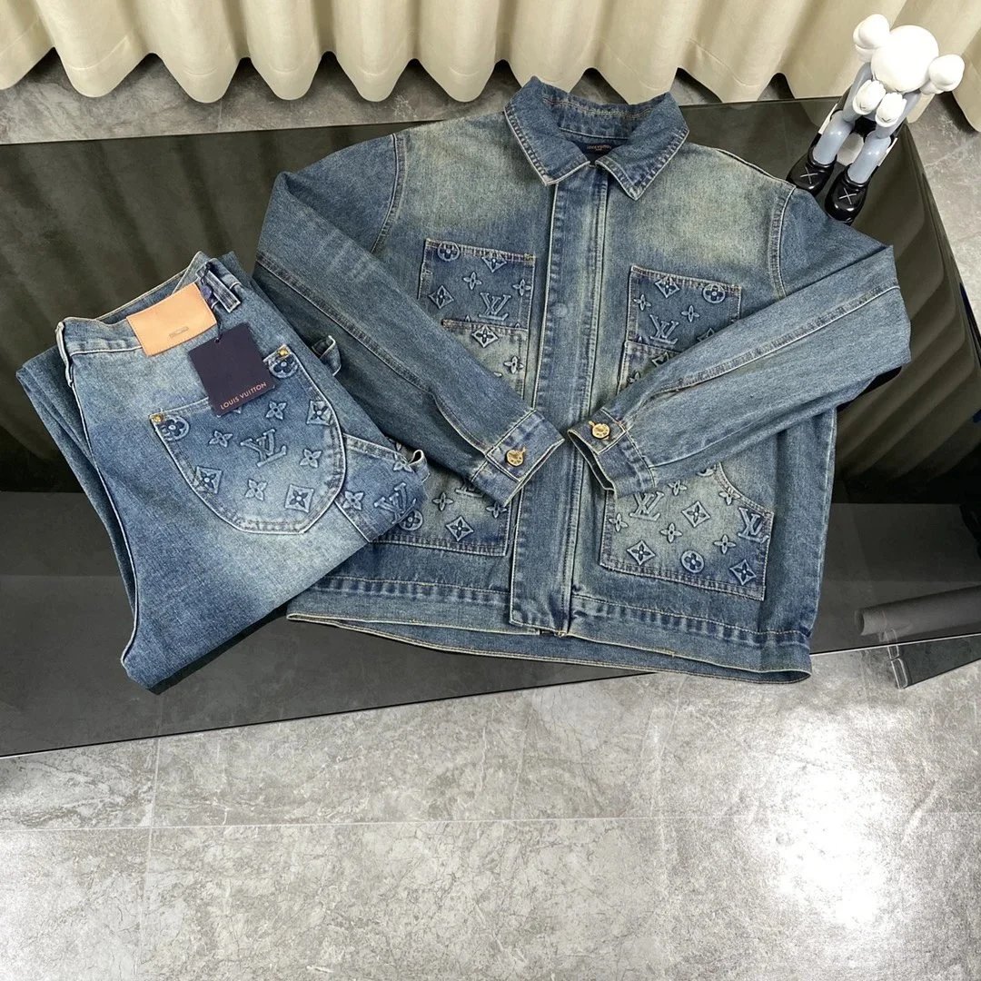 Louis Vuitton Blue Denim Jacket and Jeans Set
