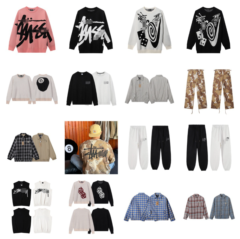 Stussy Black Graphic Sweatshirt and Camo Pants Set