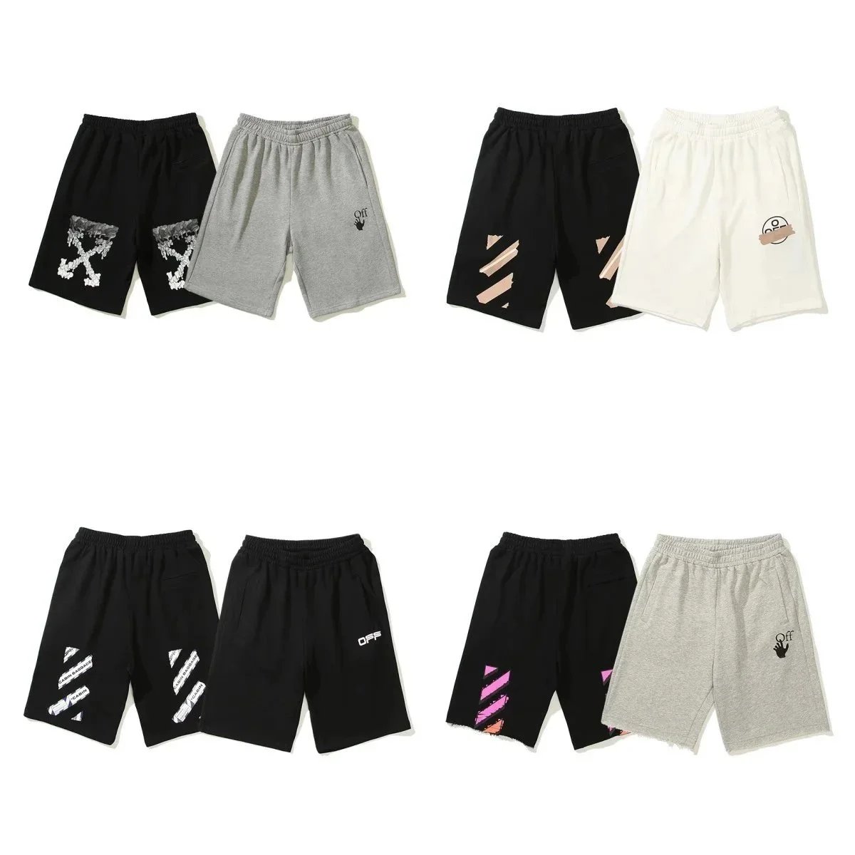 Off-White Black Grey White Casual Shorts