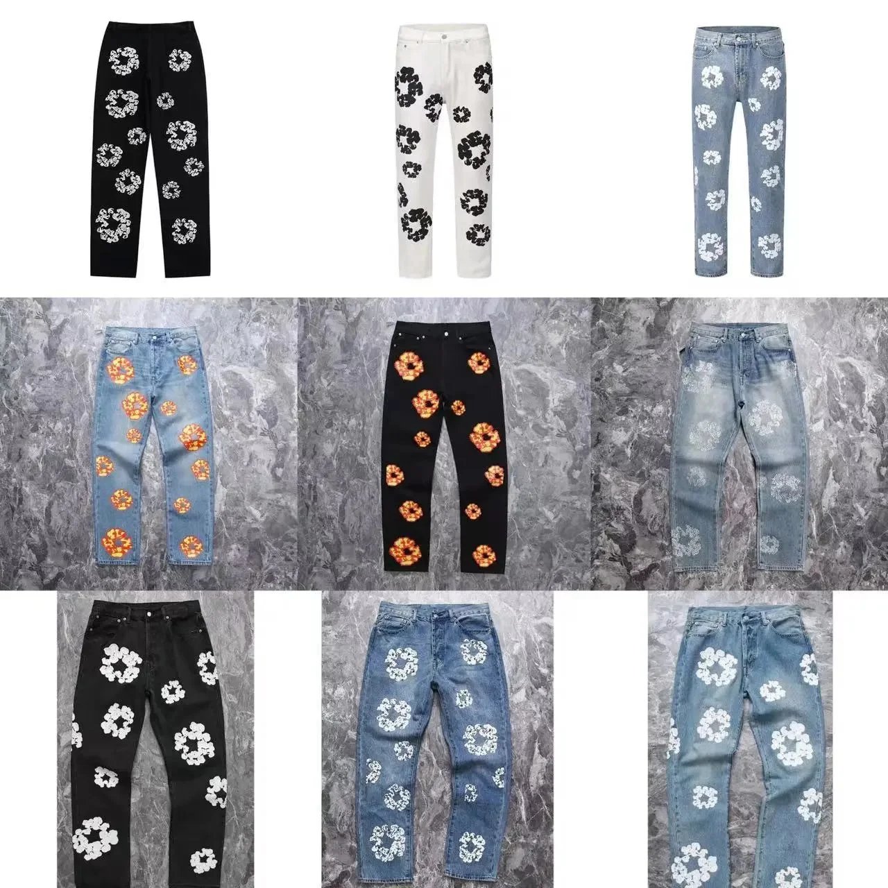 Designer Floral Jeans in Various Colors