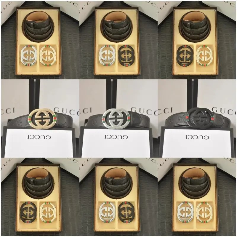 Gucci Black Leather Belt with Interlocking G Buckle