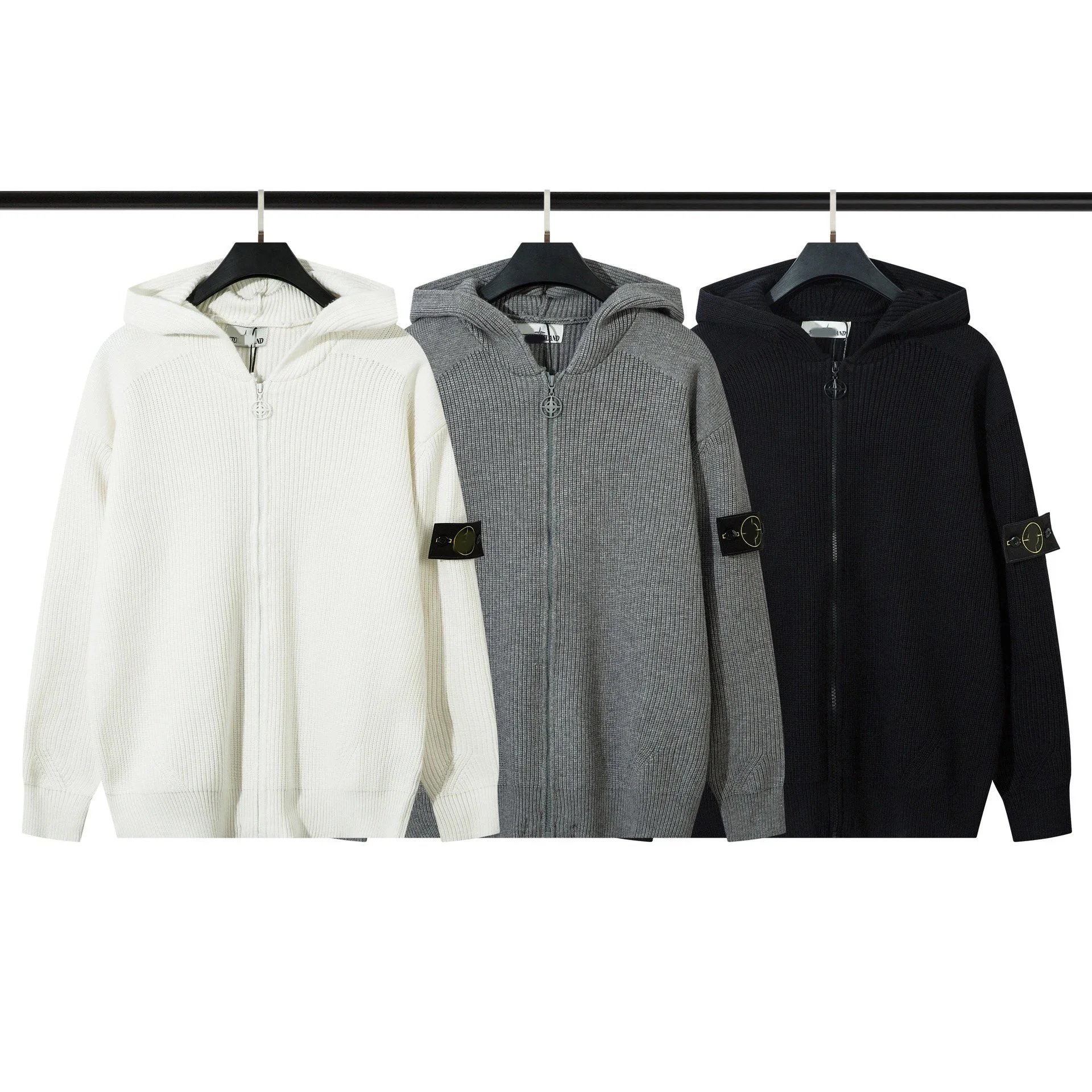 Stone Island Black Hooded Knit Jacket