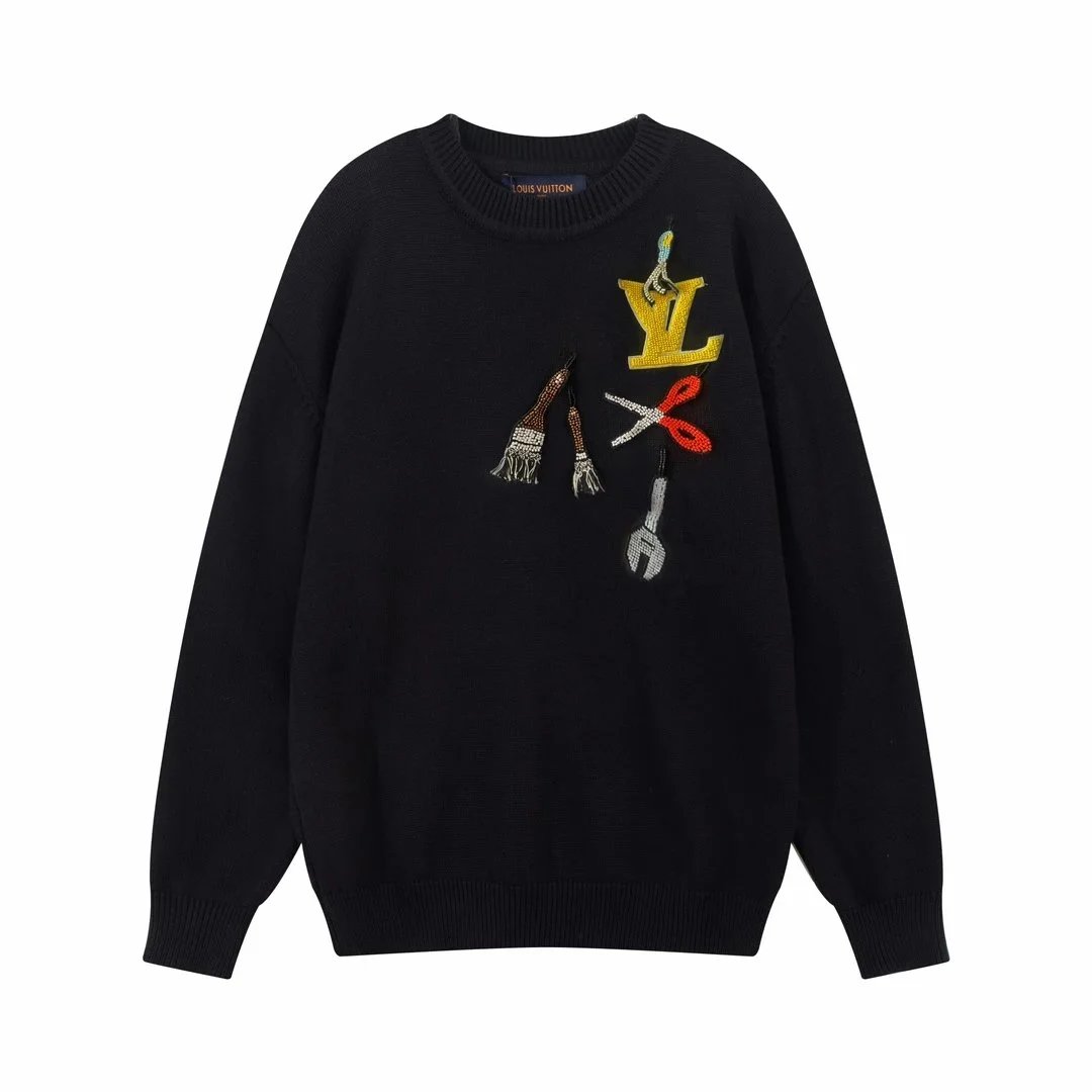 Louis Vuitton Black Embroidered Sweater