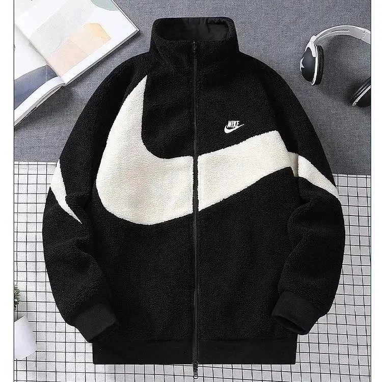 Nike Black and White Fleece Jacket