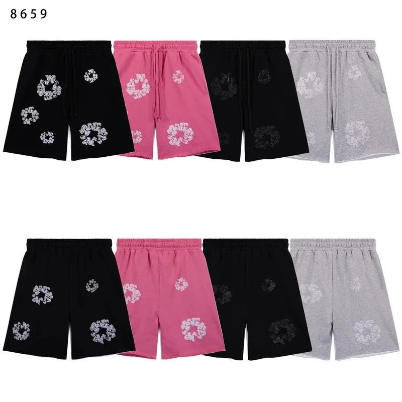 Graphic Print Shorts in Black, Pink, and Grey