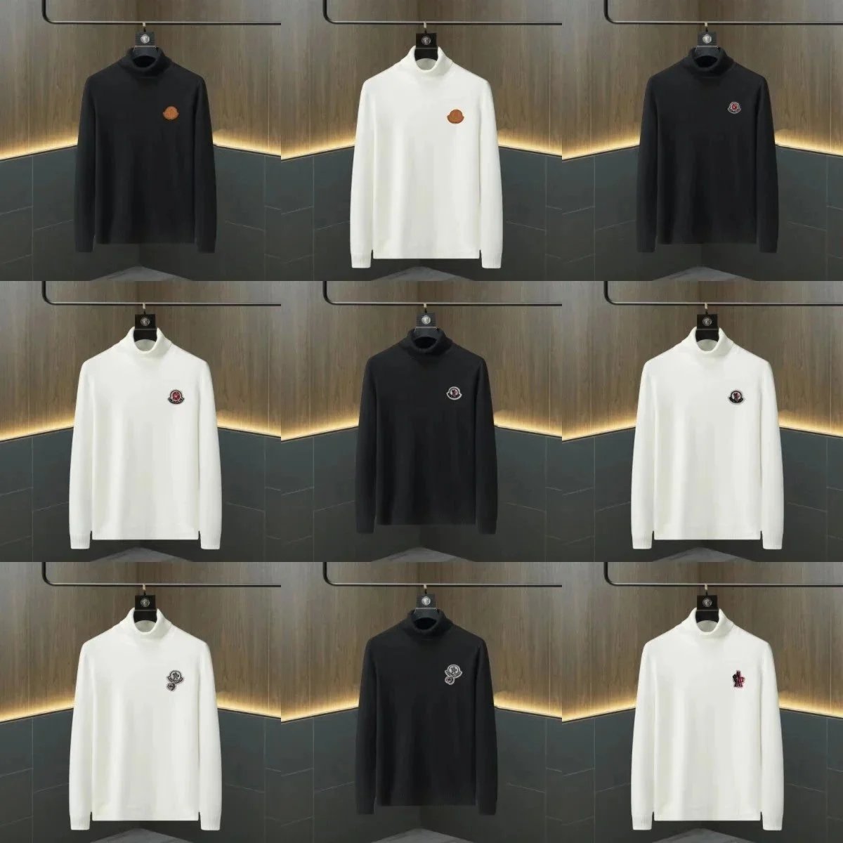 Moncler Black and White Turtleneck Sweaters