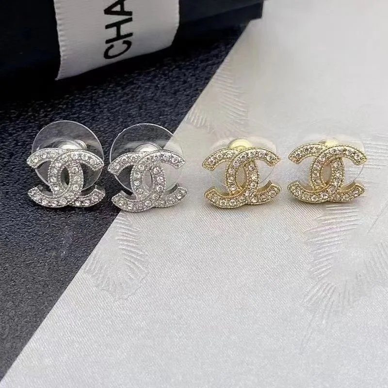 Chanel CC Crystal Stud Earrings