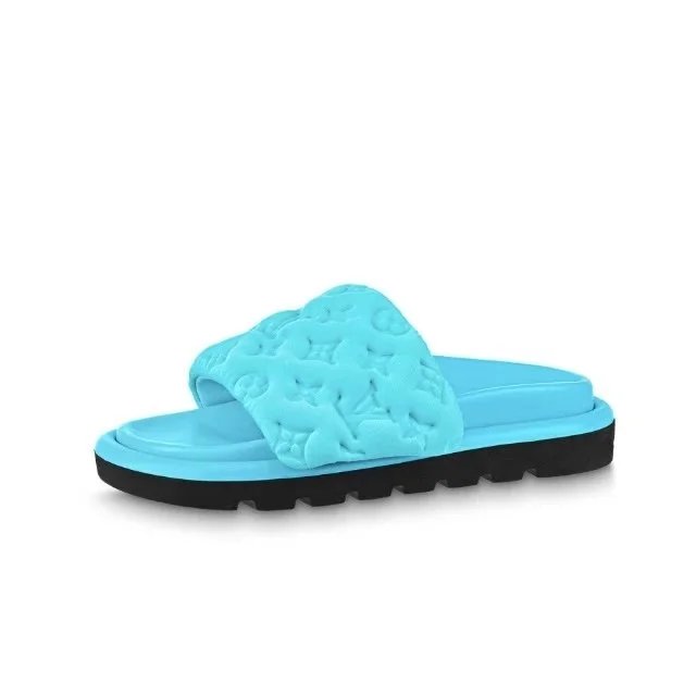 Louis Vuitton Sandals Pool slide mules with monogram strap — 1AB1MO Blue