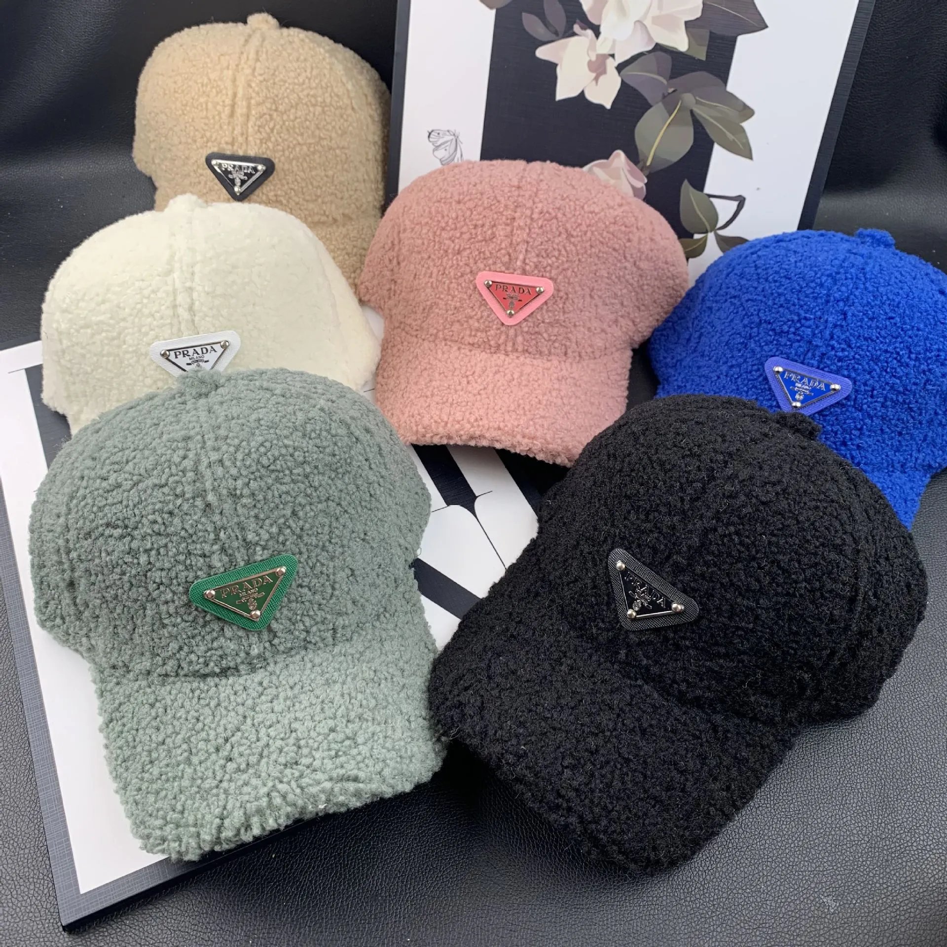 Prada Faux Fur Baseball Caps in Various Colors